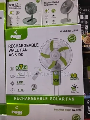 16" Iwin Rechargeable Ac Dc Wall Fan (Green)