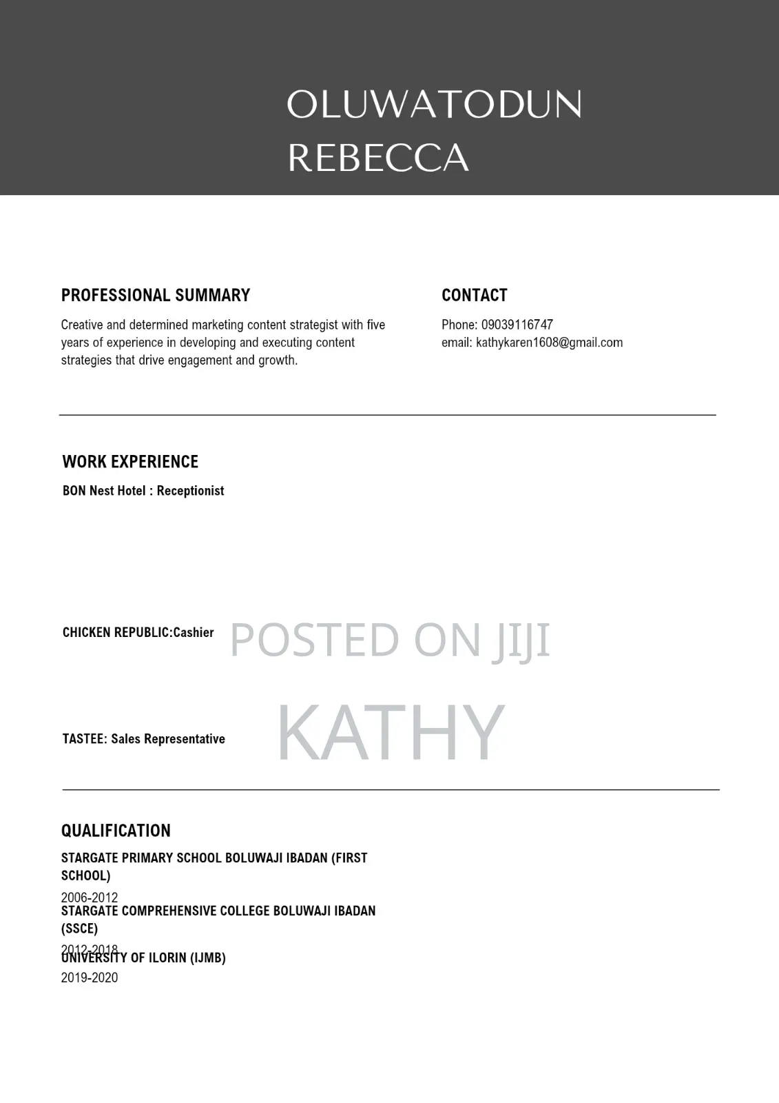 Application for a Part-Time Job
