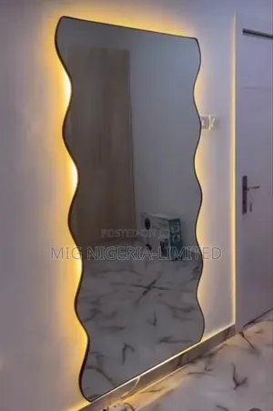 Wall Full Length Mirror With Red Shapless Form