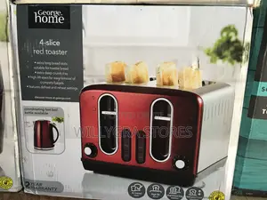 George Home Red Stainless Steel 4 Slice Toaster