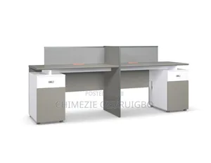 Same Side Two Seater Workstation Table With Attached Drawers
