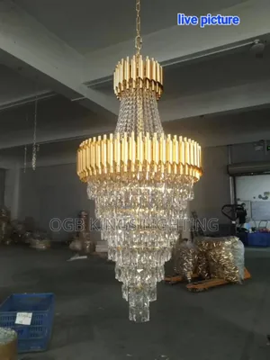 Gold Crystal Chandelier for Hotel Lobby Foyer Project Stairw