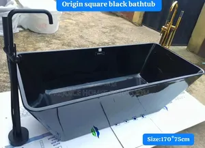 Black Square Freestand Bathtub/Stand Alone/Soak Bathtub