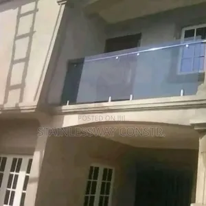Dark Grey Glass Spigot Base Balcony Railing  Central