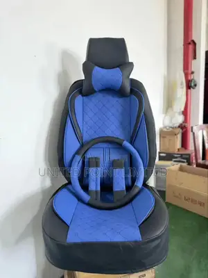 Crown Car Leather Seat Cover Blue And Black