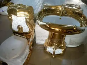 Luxury Golden Water Closet Sink Set – Dual Flush