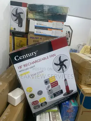 Century 18' Rechargeable Fan - With Led Light Usb Charging