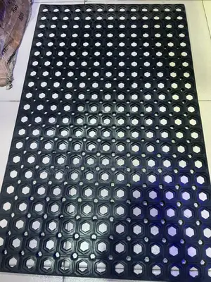 Black Rubber Doormat With Holes – Durable, Slip-Resistant