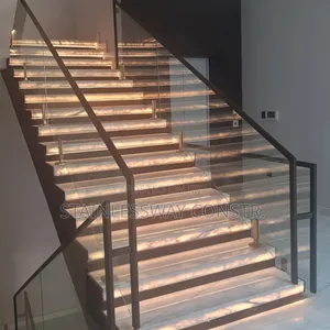 Clear 10mm Tampered Glass Railing With Black Top