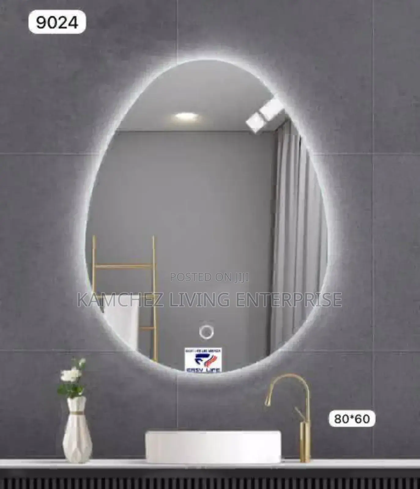 Led Oval Bathroom Mirror 80x60cm With Soft Backlight