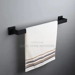 60cm Single Black Towel Rail