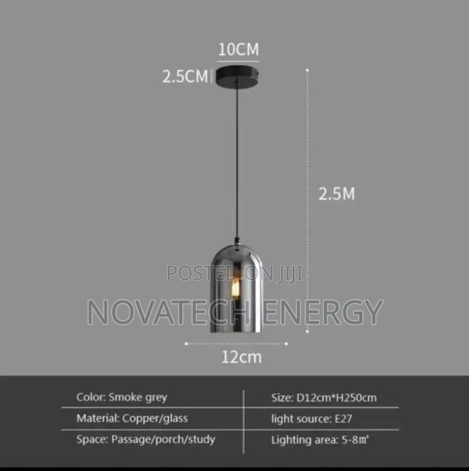 Single Dropping Smoke Grey Colour Light, Uses Bulb