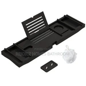 White/Black Wooden Freestand Bathtub Shelf/Rack/Tray