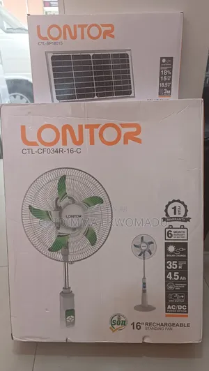 Lontor 16" Rechargeable Standing Fan With 20w Solar Panel