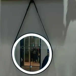 Modern 60cm Round Led Wall Mirror With Strap for Bathroom