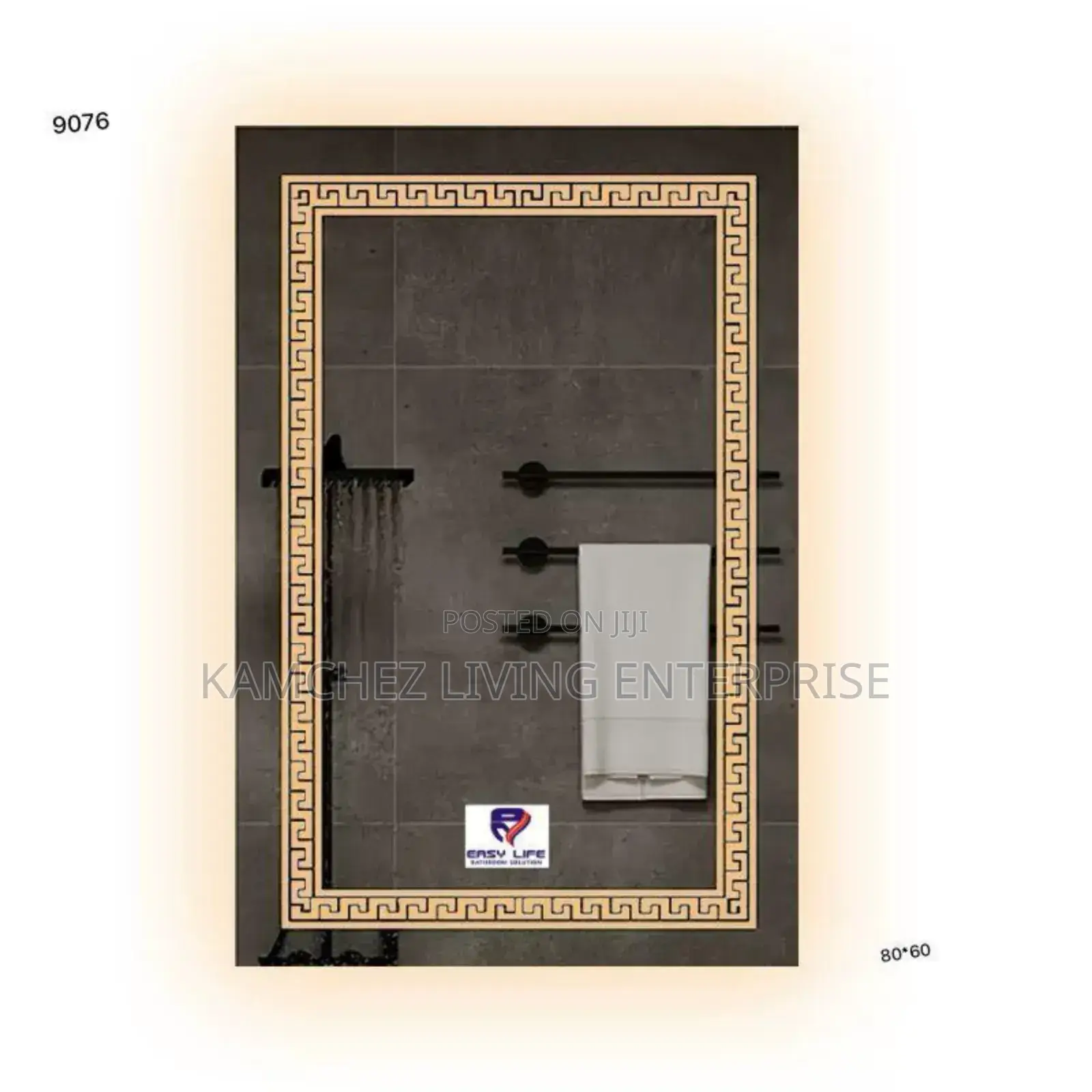 Elegant 80x60cm Rectangular Led Wall Mirror With Patterns