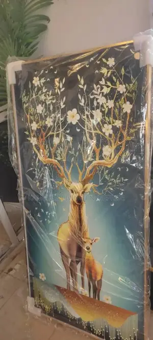 80x60cm Majestic Deer Floral Antler Wall Art - Nature Decor