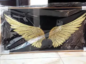 60x80cm Golden Wings Wall Art - Elegant Black Decor