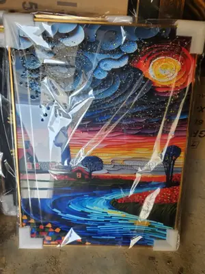 80x60cm Vibrant Landscape Wall Art With River and Sunset