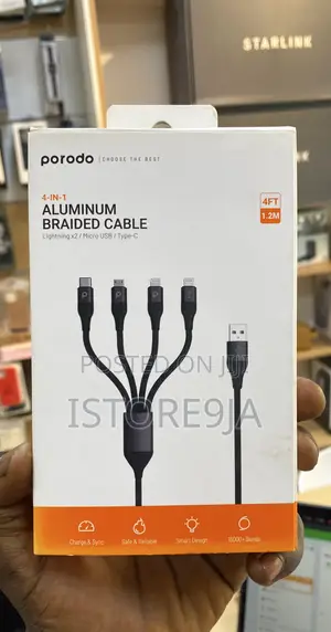 Porodo 4 in 1 Aluminum Braided Cable