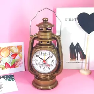 Portable Bedside Alarm Clock Vintage Kerosene Lamp Shaped