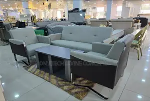 Luxury 5 Seaters Office Sofa Combined Colour Gray and Black