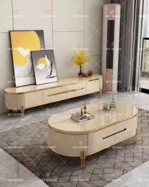 Luxury Glass Top Center Table With Tv Stand