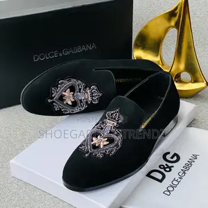 Suede Loafer Shoes With Embroidery