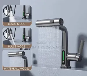 Pullout Digital Display Waterfall Sink Faucets