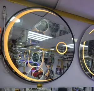 Framed Round Mirrors With 3 Color Light Options Size: 70cm
