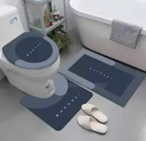3-Piece Flannel Bathroom Mat Set – Anti-Slip Washable
