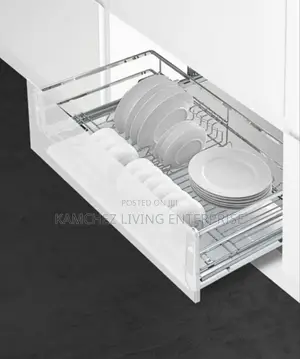 Pull-Out Stainless Steel Dish Rack for Kitchen Cabinets
