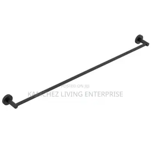 90cm Black Single Towel Rail - 90cm