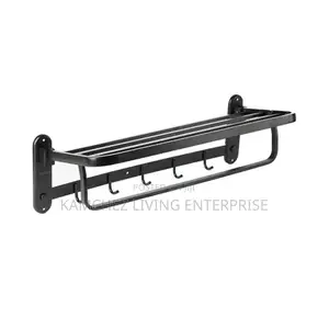 60cm Black Foldable Stainless Steel Towel Rail