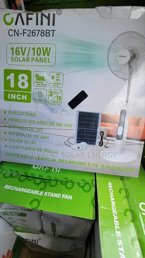 18" Ac Dc Solar Rechargeable Fan With 2bulbs, Remote, Panel.