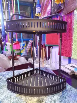 2 Step Brown Corner Shelf Organizer - Space-Saving Design