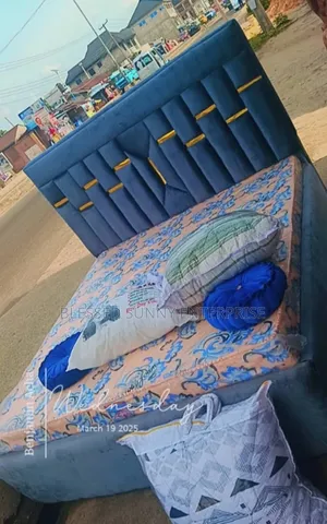 Blue Bed Frame and Mattress