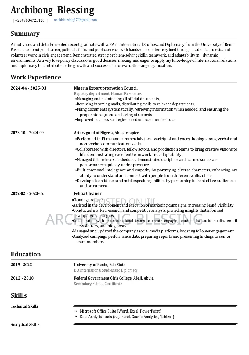 Human Resource Manager/ Customers Service Representative
