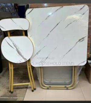 White Design Wooden Foldable 1table 1chair With Metal Legs