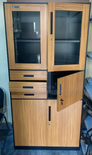 Metal Bookshelf With in Built Safe, 3 Drawers Multi Coloured