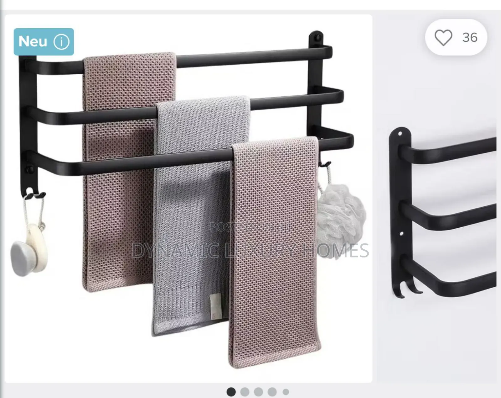 Quality Black 3 Step Towel Rack