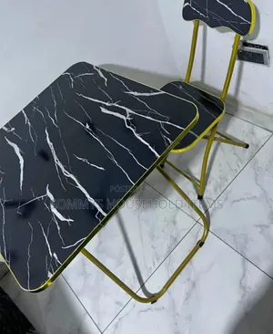Black Design Wooden Foldable 1table 1chair With Metal Legs