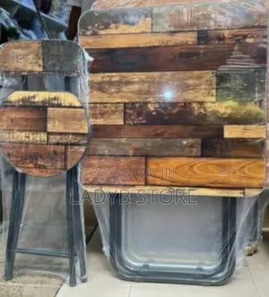 Vintage Wooden Foldable 1table 1chair With Metal Legs