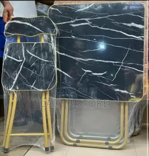 Black Design Wooden Foldable 1table 1chair With Metal Legs