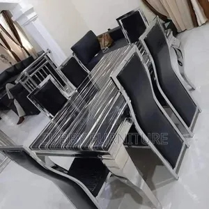Quality and Imported Marble Top Dining Table by 6 Chairs