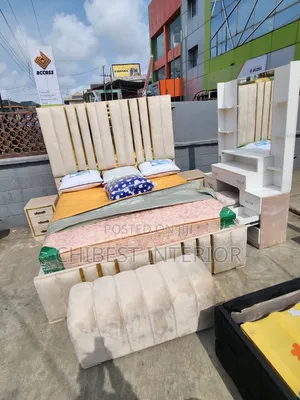 Cream Coloured Padded 6by6 Set of Bed.