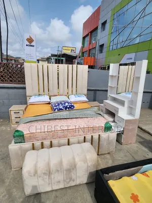 Luxury Padded Cream Coloured Set of Bed.