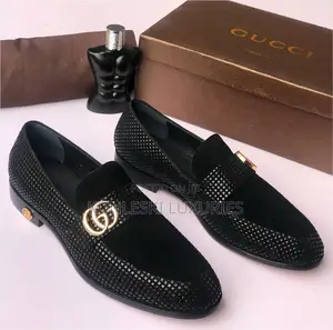 Original Gucci Black Suede Loafers Shoes for Men
