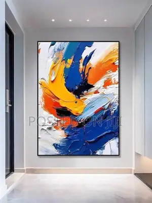 Blue,Red, Yellow, and White Background Abstract Print