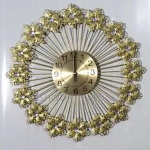 70cm Gold Plated Clustered Flowers Iron Luxury Wall Clock